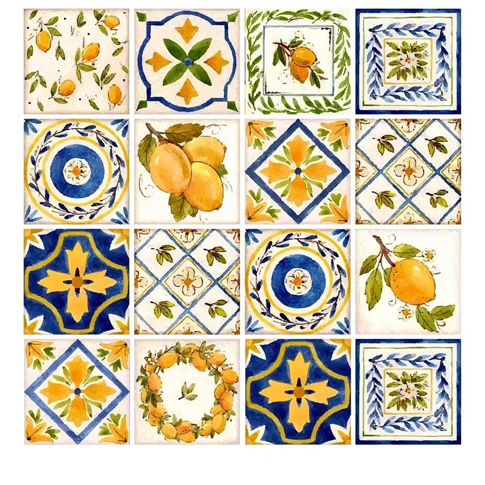 EJvkrbtx Tile Wall Stickers Yellow 16pcs Multiple Sizes Self-Adhesive Removable