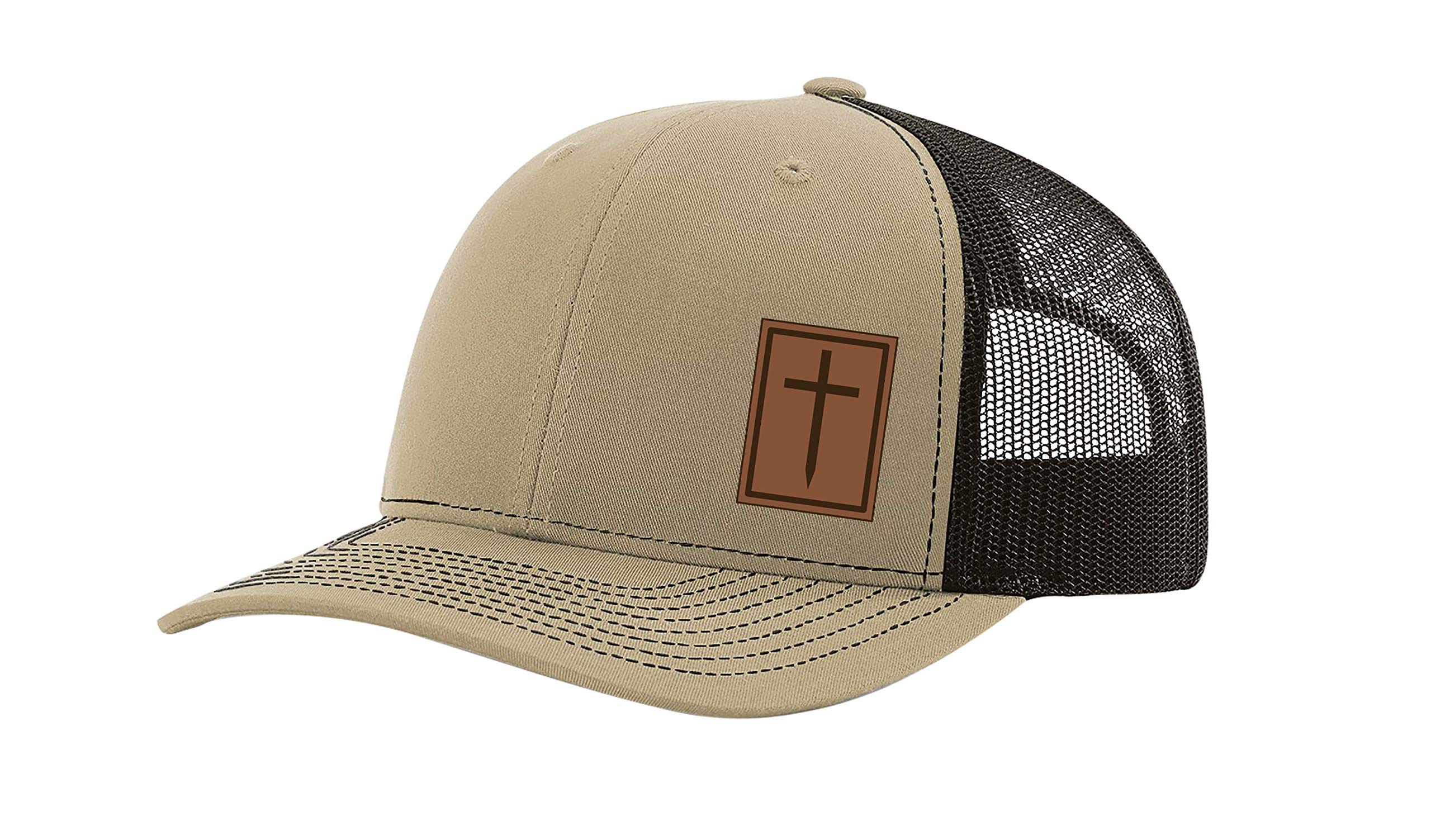 Sponsored Ad - Men's Christian Cross Worship Prayer God Laser Engraved Leather Patch Mesh Back Trucker Hat