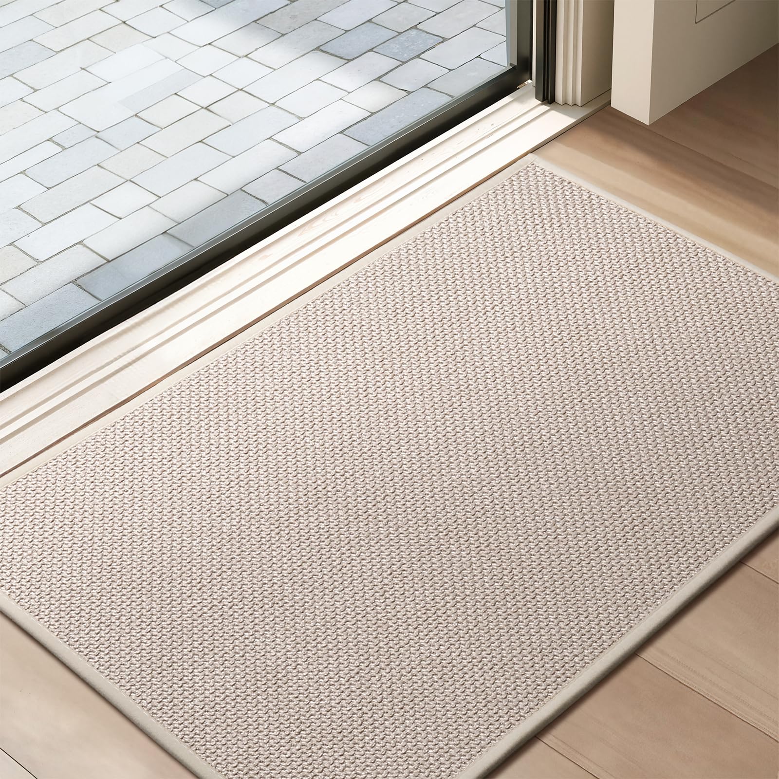Tuocal Door Mat Non Slip Dirt Trapper Door Matts Indoor 45x75cm Beige