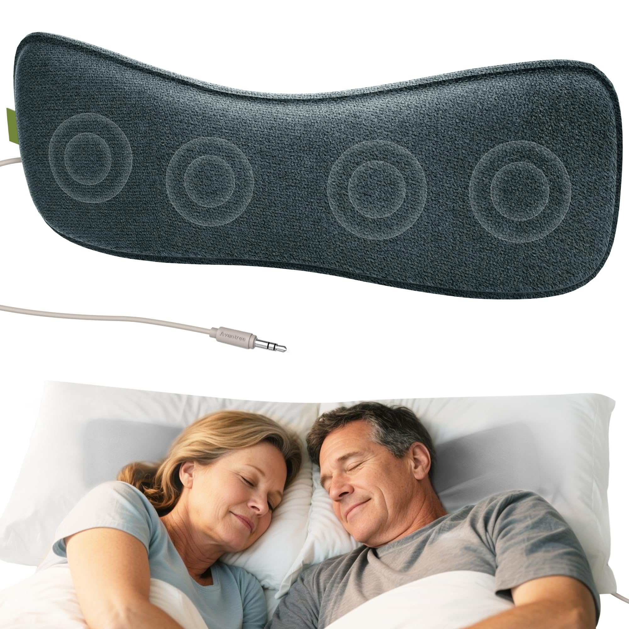Avantree Slumber B - Sleeping Pillow Headphones for Side Sleepers, Wired Pillow Speaker with Low-Volume Audio, No Charging Needed, Comfortable Design (AUX Only)