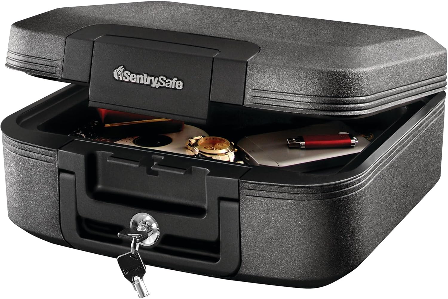 Sentry Safe Waterproof Fire-Resistant Chest, 0.28 Cu Ft, 15.4w X 14.3D X 6.6h, Charcoal Gray