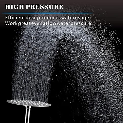 Miniatura 53 de Voolan Cabezal de ducha de lluvia, cabezal de ducha grande de alto flujo hecho de acero inoxidable de metal, cubierta de cuerpo de cascada, soporte