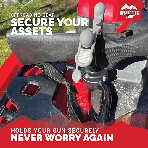 Miniatura 6 de Soporte de montaje para pistola con abrazadera para ATV con correas de goma para UTVBicicletasCarritosBarcos. Sostiene arcoshachaspalasrifles