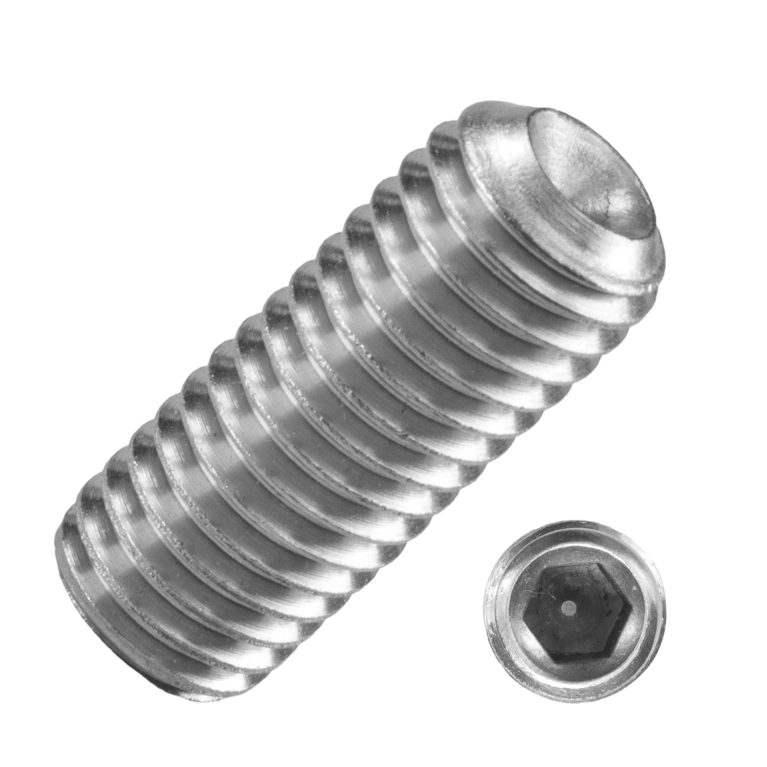 10 Stück Gewindestifte M8 x 25 mm V2A | DIN 916 | Madenschrauben Innensechskant Ringschneide | Techtanium