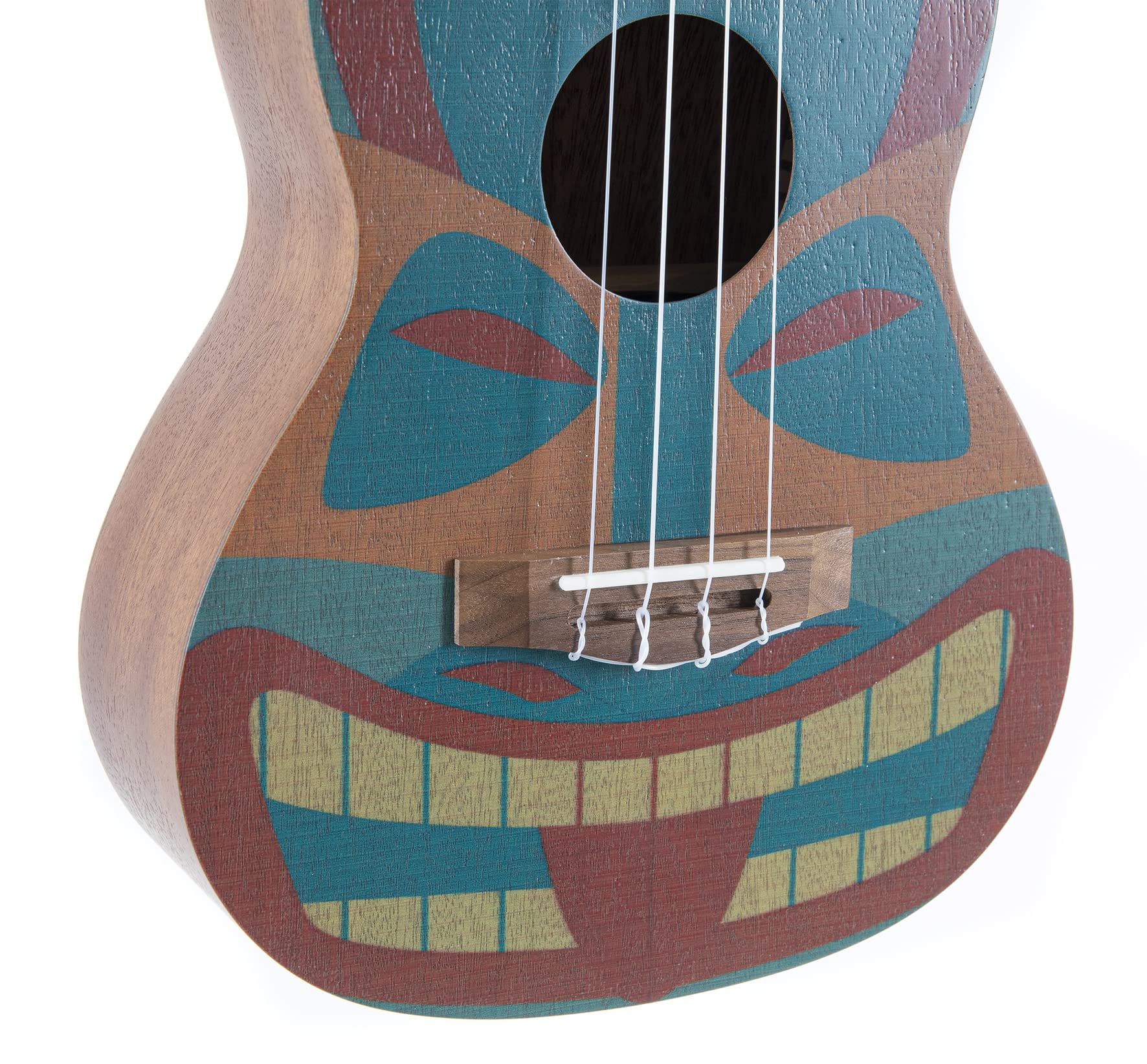 GEWA Concert Ukulele Manoa Tiki - Korpus Sapelli - Tiki Design 2 - mehrfarbig/Naturholz dunkel seidenmatt - inkl. gepolstertem Gig Bag - K-CO-TB