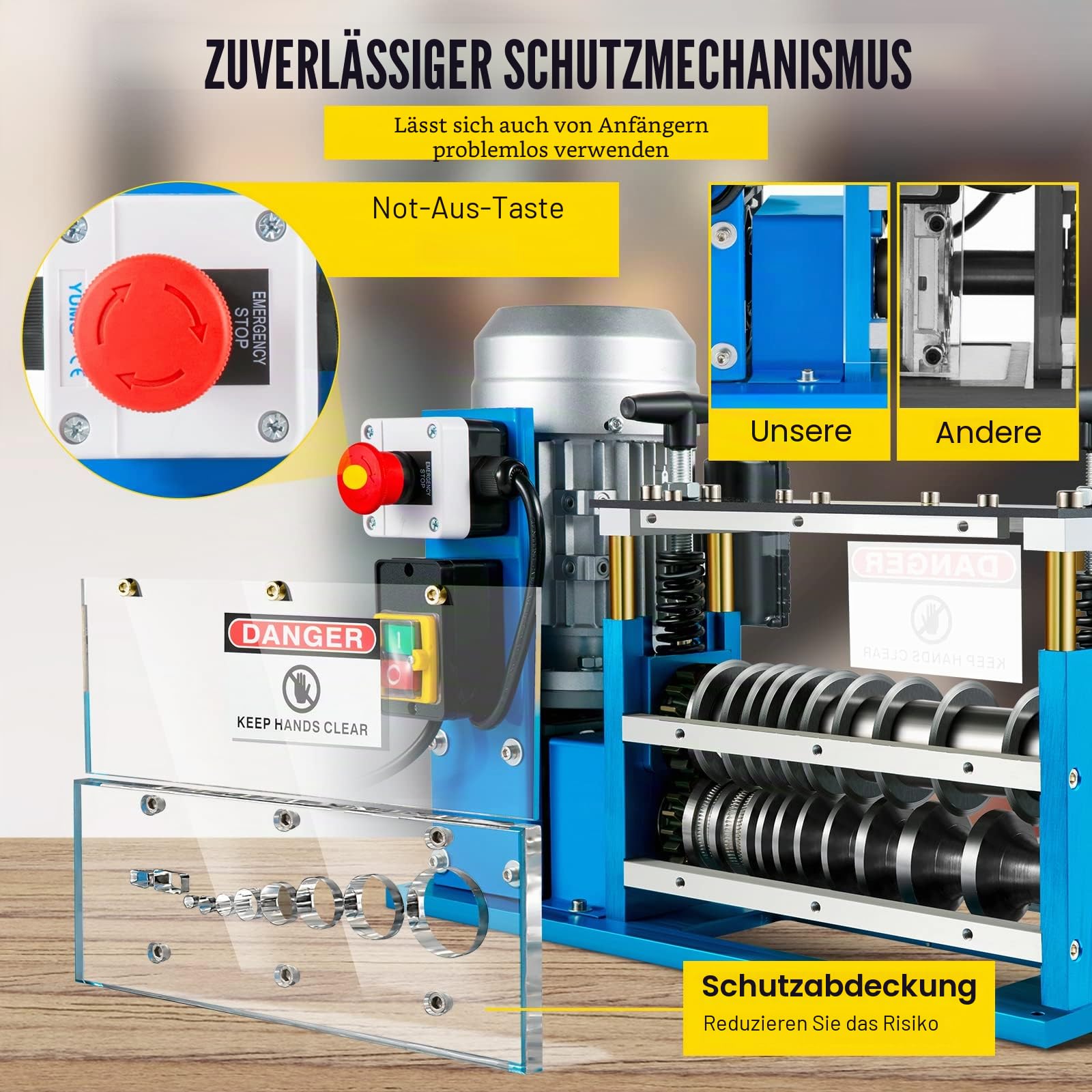 VEVOR Elektrische Abisoliermaschine, 370 W, 1,5 mm-38 mm, Kabelabisoliermaschine, Kabel Abisolierwerkzeug, 11 Kanäle 10 Klingen zum Recycling von Kupferdrähten/Entfernen, Isolierung aus Kunststoff