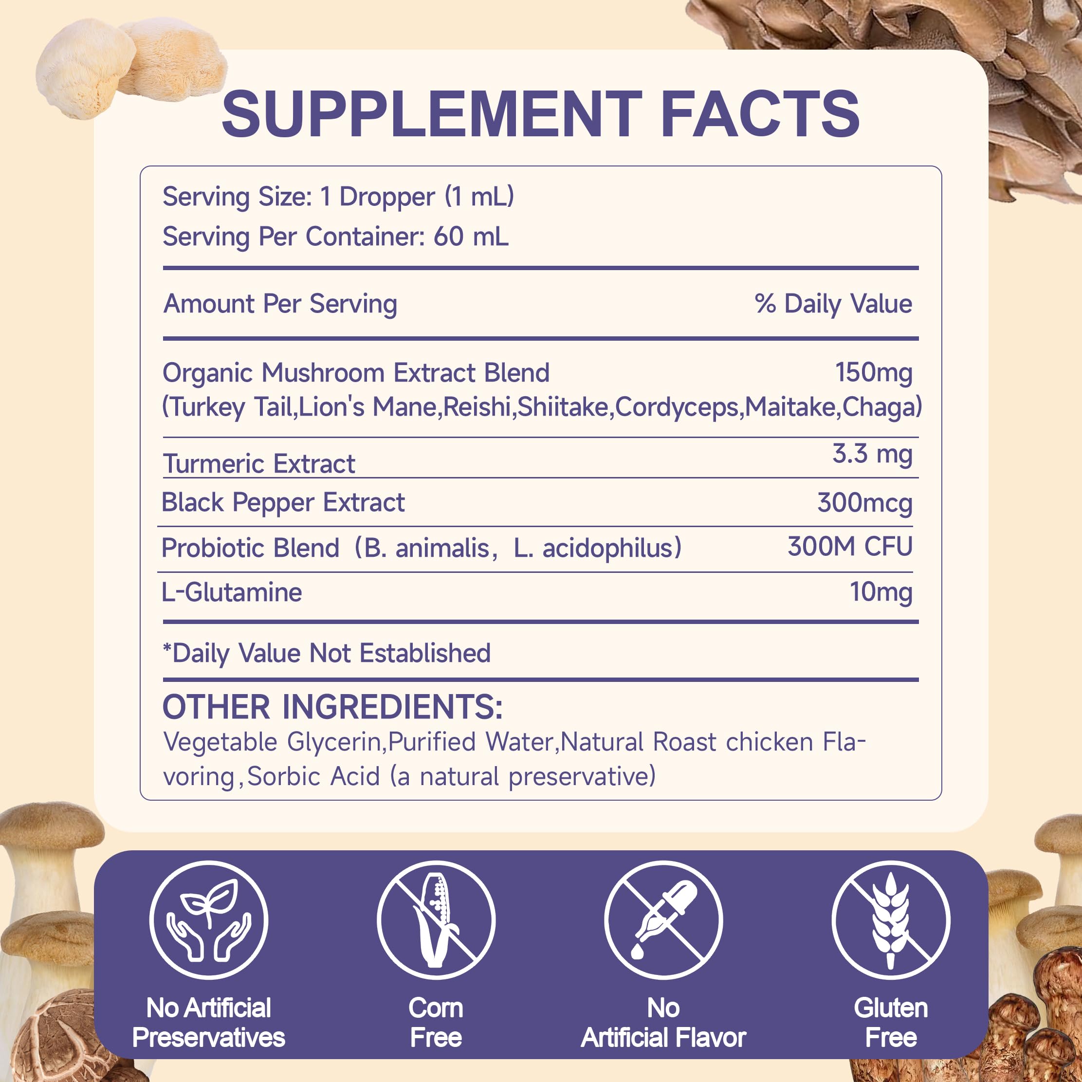 Integratore liquido a base di funghi per cani - Supporta la Salute delle Articolazioni, Aumenta l'Energia, Rafforza l'Immunità, Miscela di Funghi Liquida, 60 ml