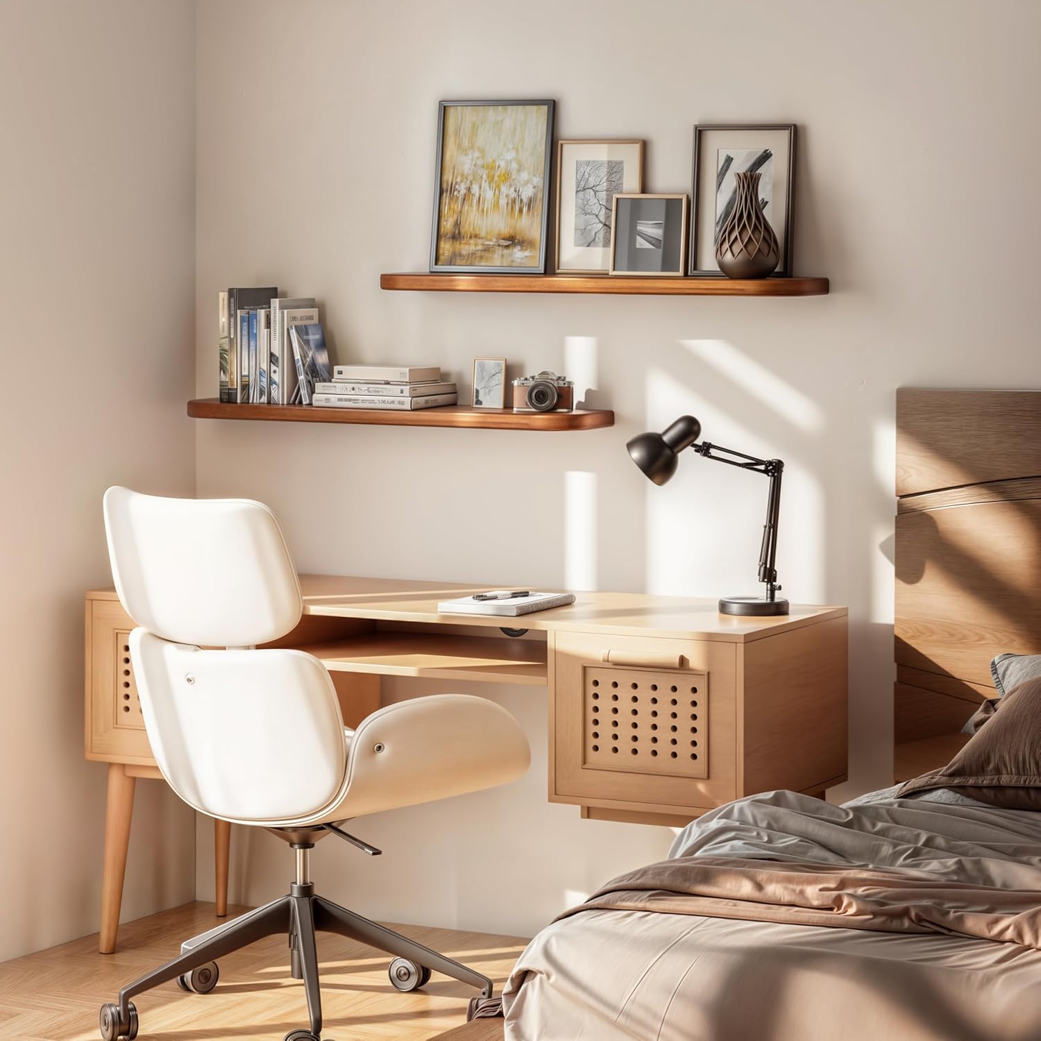 BATODA 36" Acacia Wood Floating Shelves Wall Mounted (Round Edge) – Rustic Farmhouse Wooden Wall Storage Shelf for Bedroom, Kitchen - Brackets and Shelving Hardware Included (Acacia,36 Inch Length) Acacia 36 inches