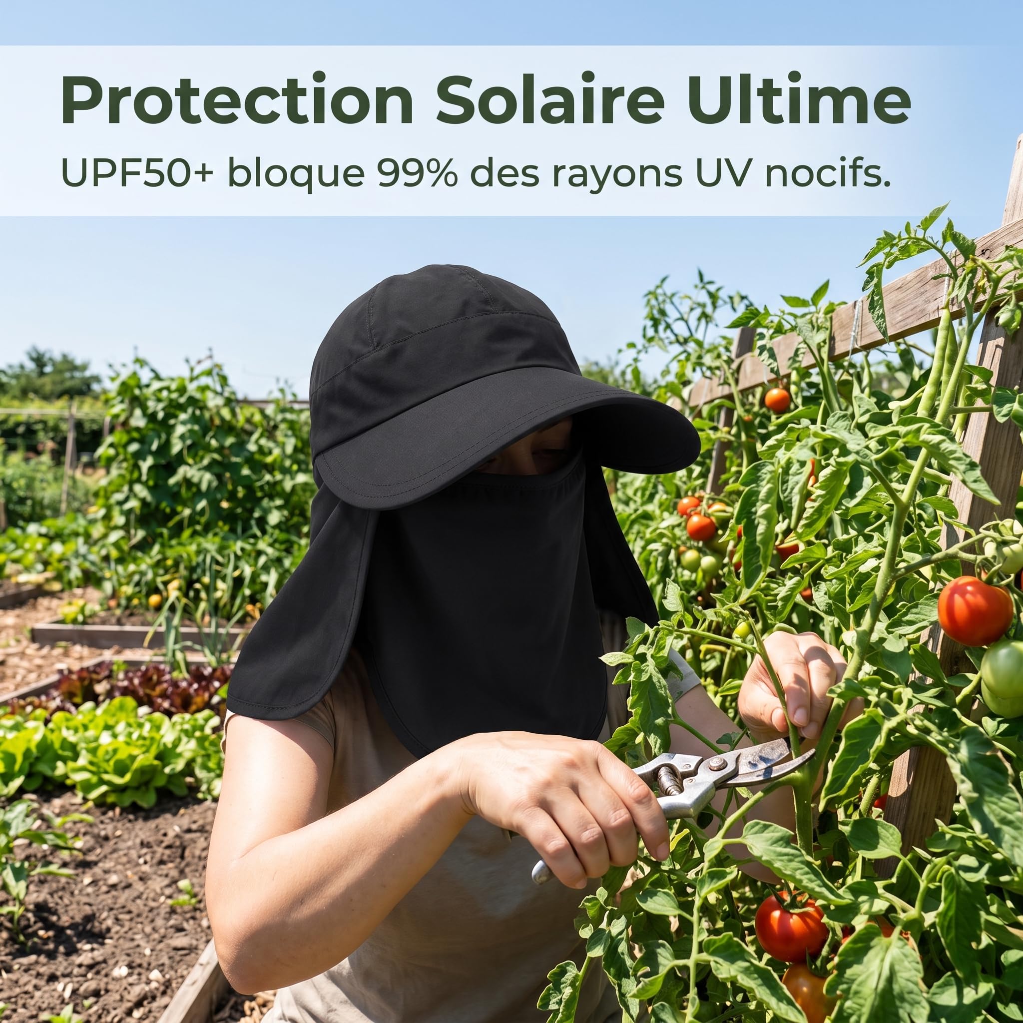 Chapeau Soleil Anti- pour Hommes et Femmes, avec Rabat Cou Détachable, Idéal Randonnée et Pêche