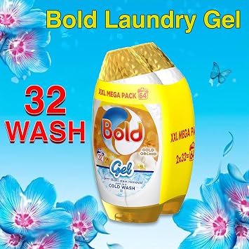 Bold Laundry Gel Mega Pack 64W - Gold Orchid (Pack of 2) & Airpure IncredIBalls Scented Laundry Washing Balls Starter Pack