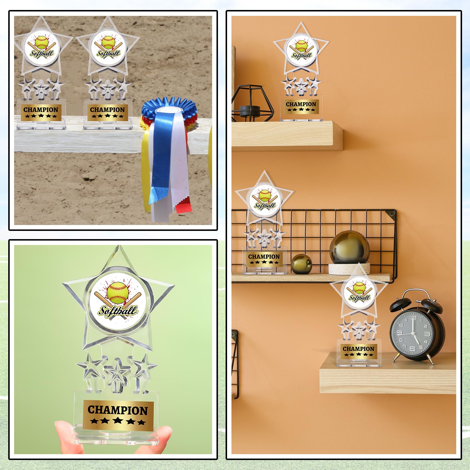 Tondiamo Trofeo de campeón de acrílico, 12 piezas, premios ganadores, trofeos de campeón, premios de competición deportiva, decoración de regalo de recuerdo