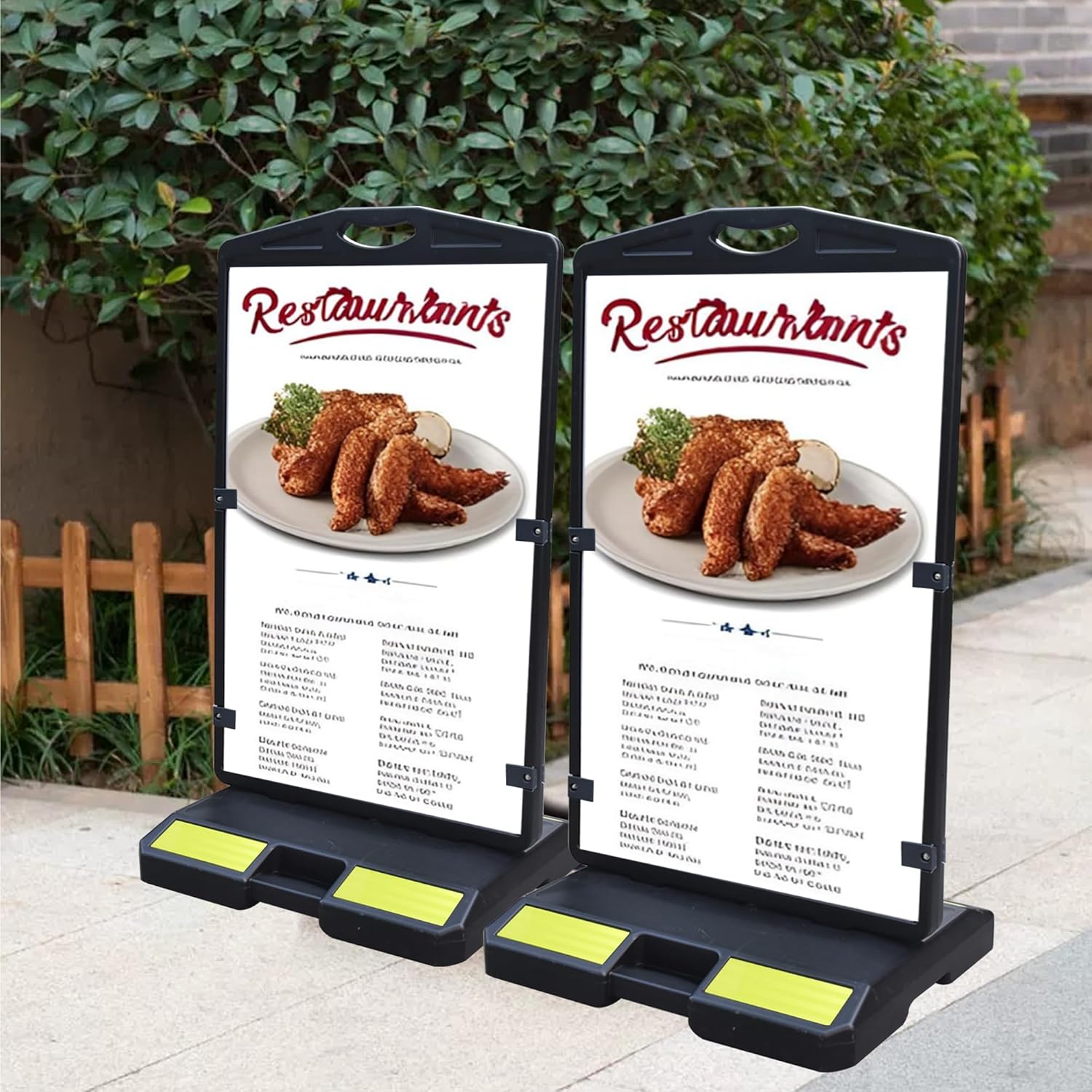 OrangeStar 2-Pack Sidewalk Sign 24 x 36 Inch Double Sided Sandwich Board Plastic Outdoor Advertising Signboard with Water-filled Base for Restaurant, Business, Events, Grey (Frame only)