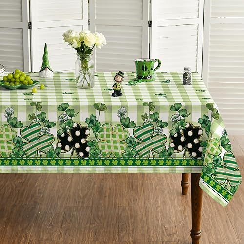 Horaldaily Mantel del día de San Patricio de 60 x 60 pulgadas diseño de búfalo a cuadros para decoración de fiestas pícnic cenas