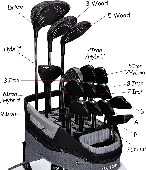 ASK ECHO Soundless-Series 15-Divider Golf Cart Bag, Grip Locking Bottom