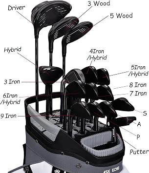 ASK ECHO Soundless-Series 15-Divider Golf Cart Bag, Grip Locking Bottom