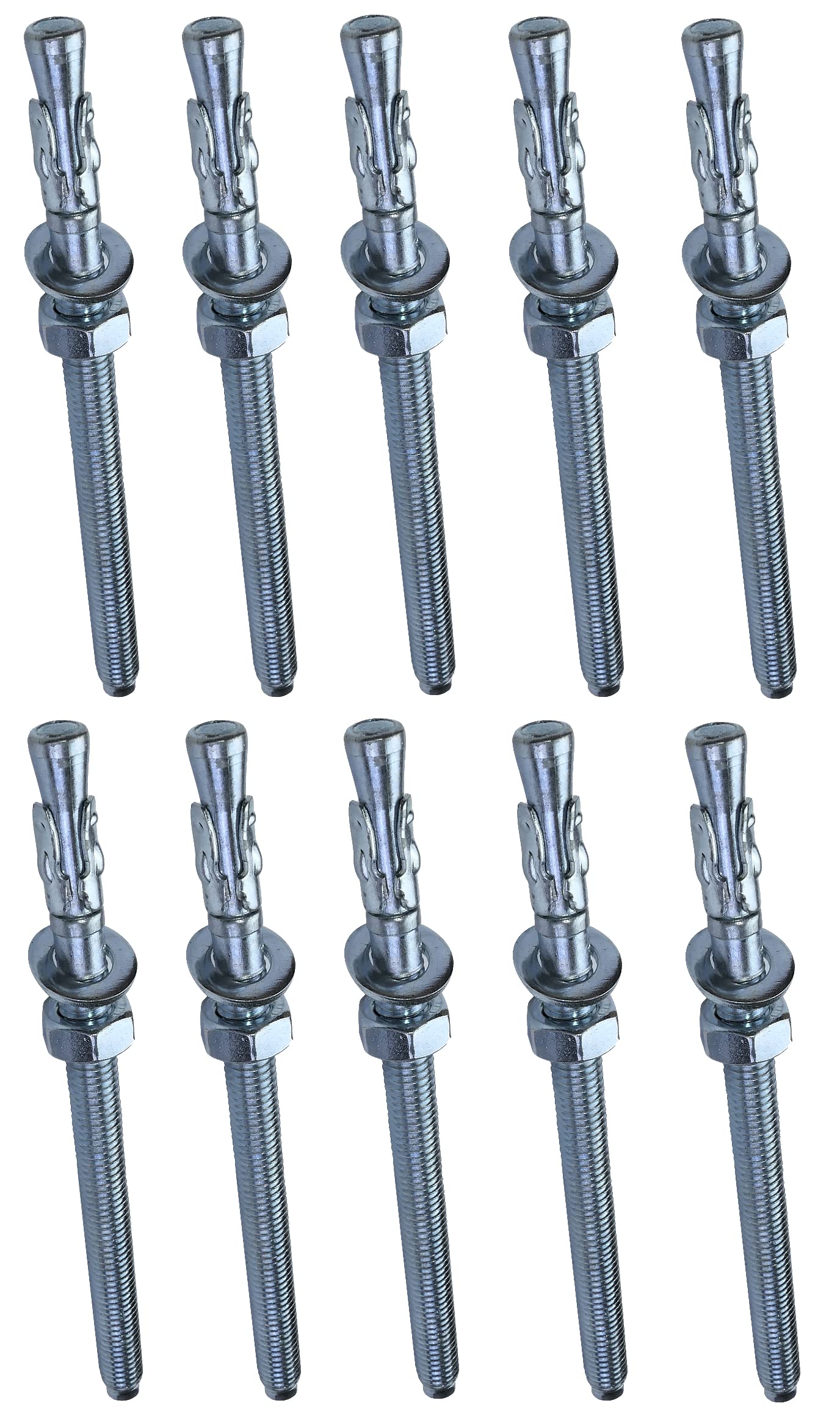 AERZETIX - Long Thread Anchor Bolt Screw for Wall, Concrete, Stone - M8 x 120 mm - Zinc Plated Steel