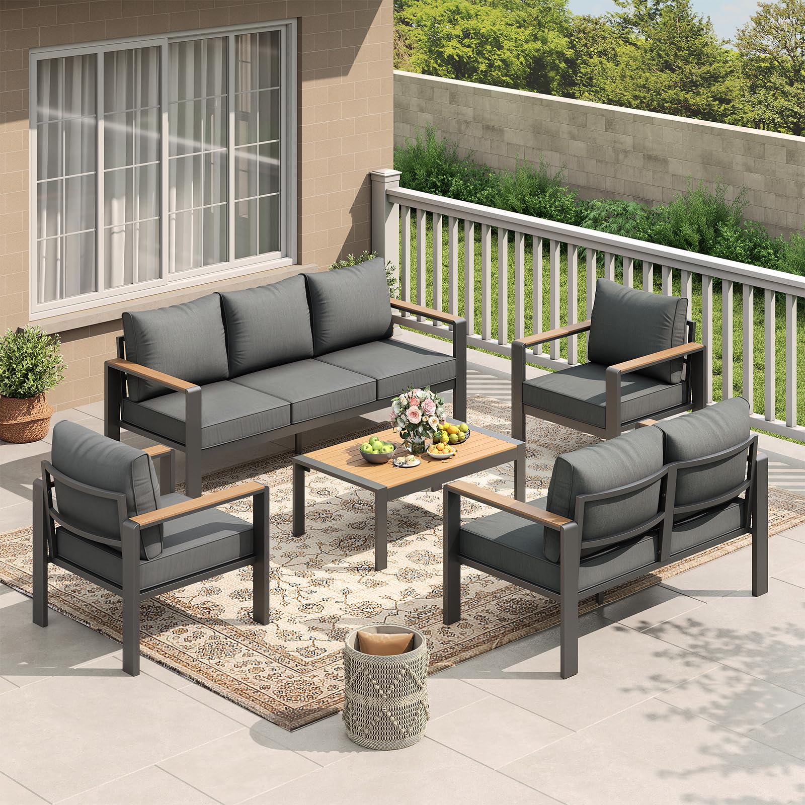 View 1 of *** check comments*-** Garvee 7-Piece Aluminum Patio Furniture Set with Coffee Table ( Only box B is included Missing the rest of the set )