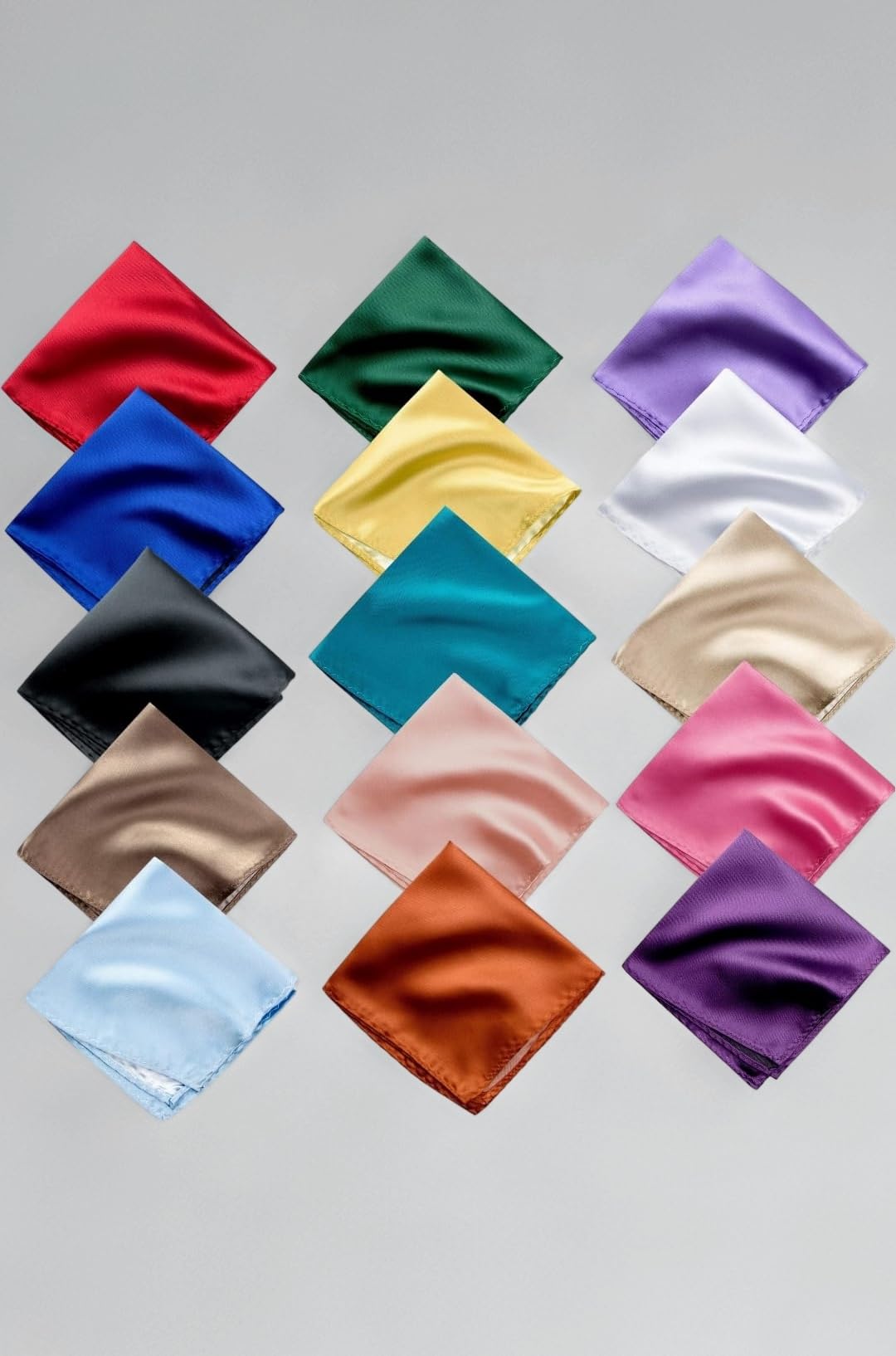 Young Arrow Satin Pocket Square for Men | Wedding Handkerchief for Suits, Blazers & Tuxedo | Men's Pocket Square Combo (Pack of 15) (Multicolor)