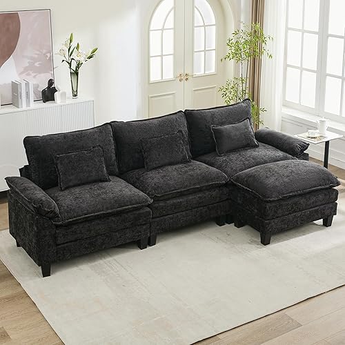 Miniatura 49 de URRED Cloud Couch - Sofá modular modular de 87 pulgadas, moderno sofá de asiento profundo en forma de L con otomana y almohadas, sofás de felpilla
