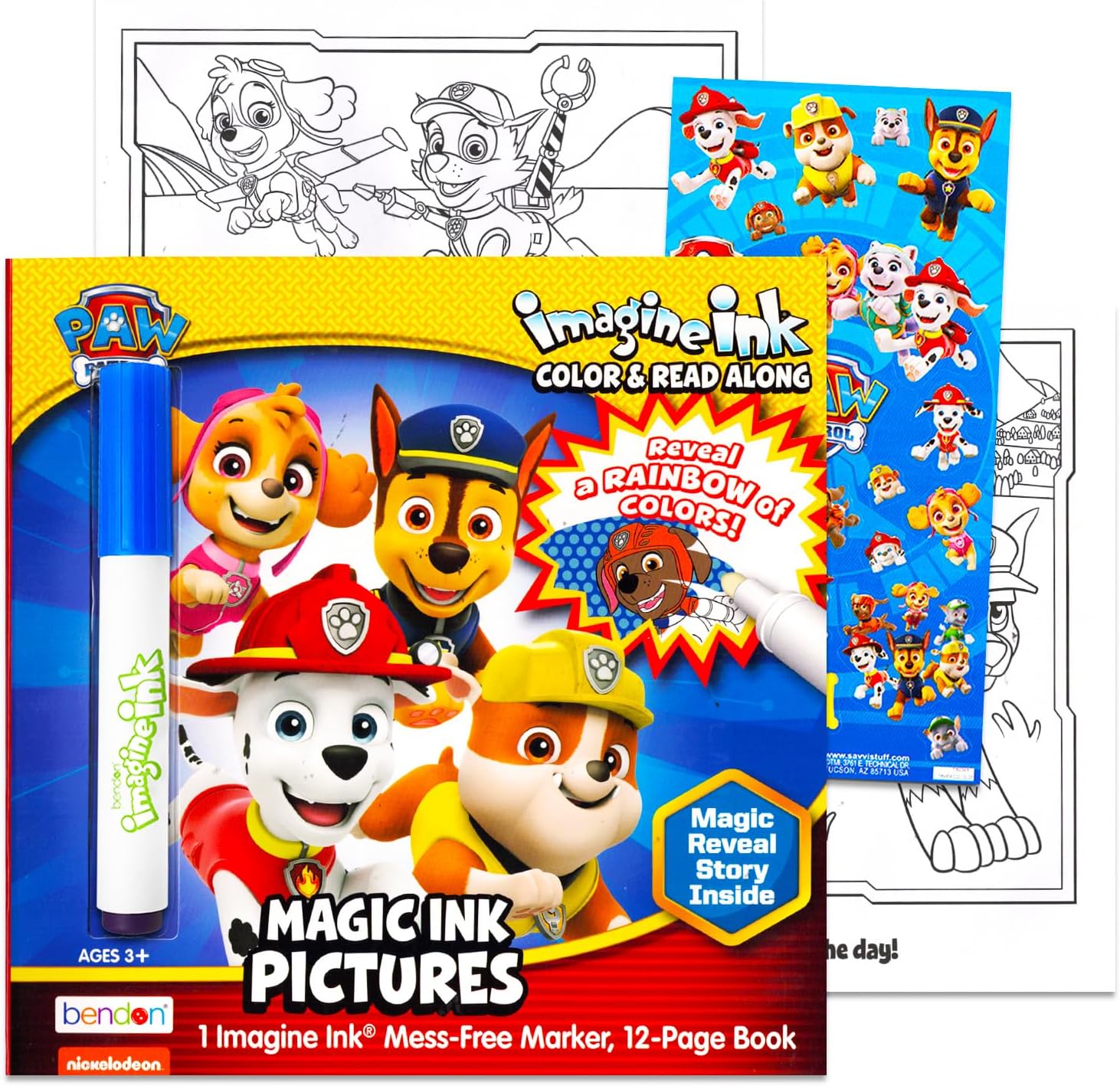 Paw Patrol Imagine Ink Book and Sticker Pack Set | Imagine Ink Book, Sticker Pack and Mess Free Marker | Paw Patrol, The Movie