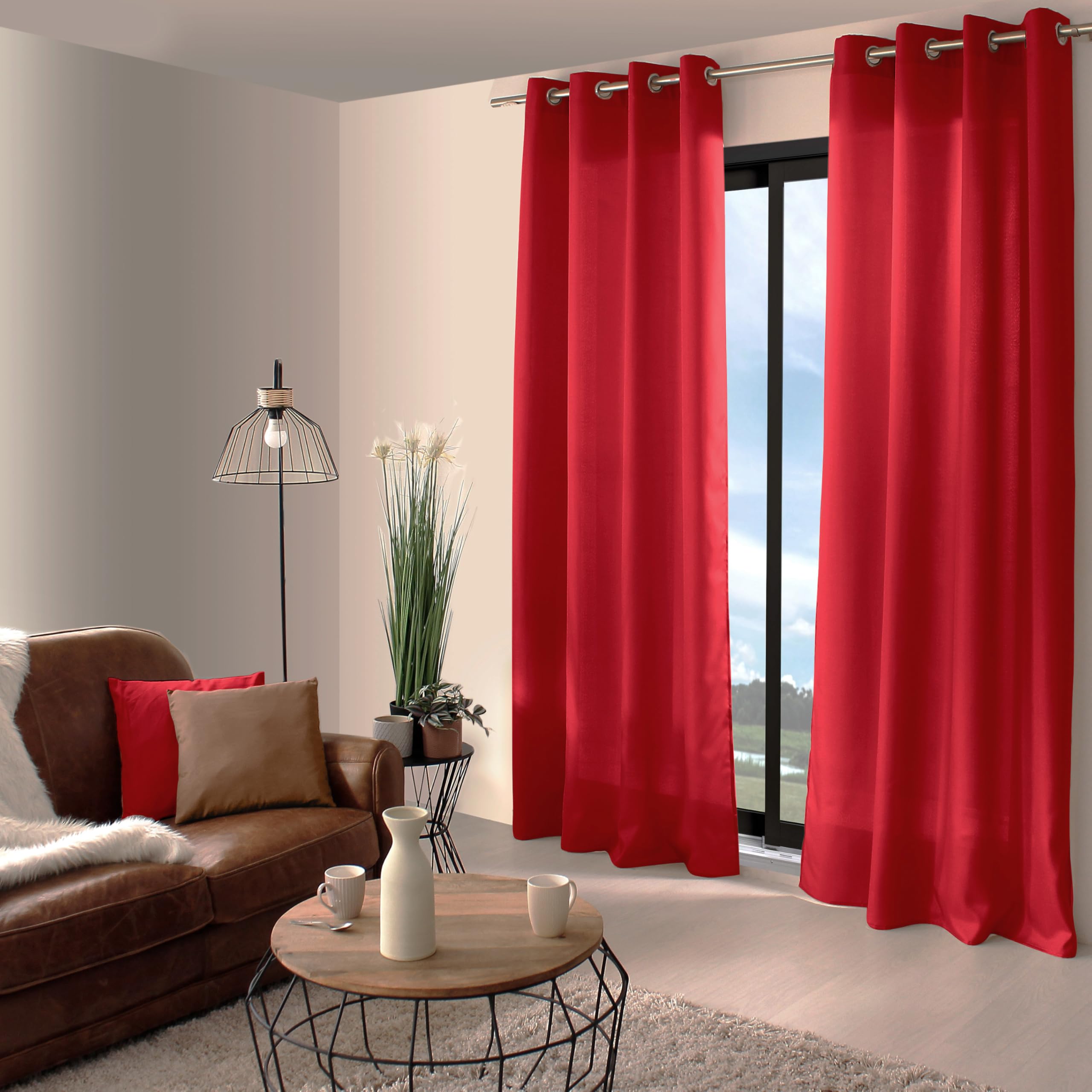 Tenda crema FRILLA con volant su occhielli argentati 140 x 280 cm