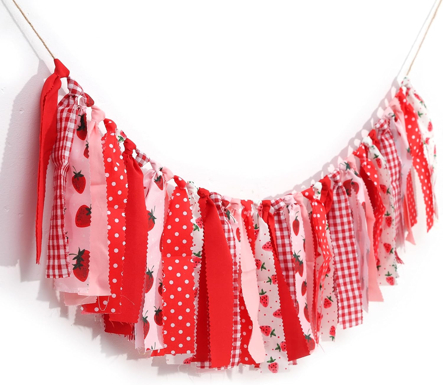 Strawberry Theme Birthday Banner/Garland - Strawberry Decorations Banner For Baby Shower,Berry Fabric First Birthday High Chair Bunting For Boy,Wall Hanging, Nursery Decor