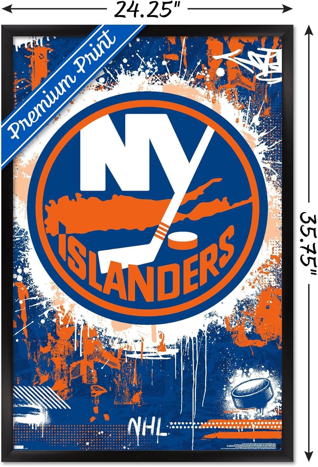 NHL New York Islanders - Maximalist Logo 23 Wall Poster, 34L" x 22.4W", Black Framed Version
