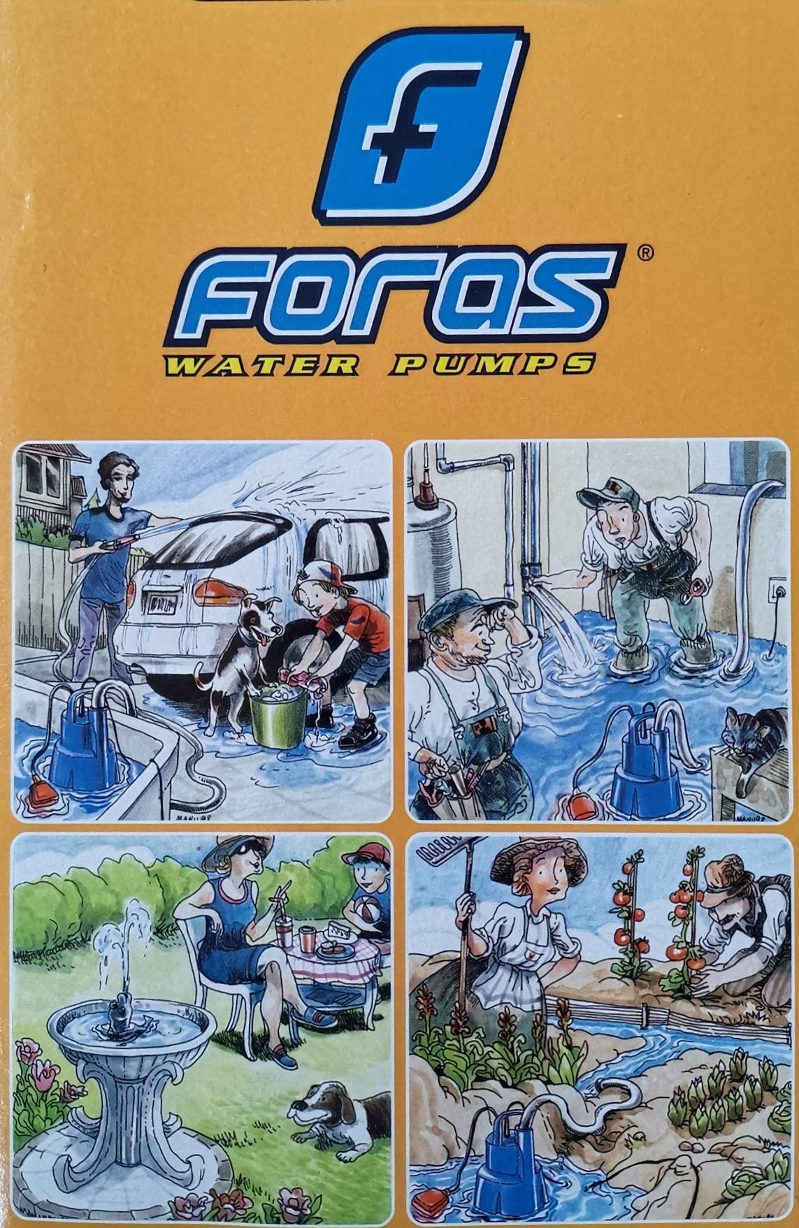 FORAS automatische SP100G Schmutzwasser Tauchpumpe und Abpumpe 13 m Förderhöhe, 250 l/min Fördermenge, Partikelgröße 7 mm, 10 m Kabel