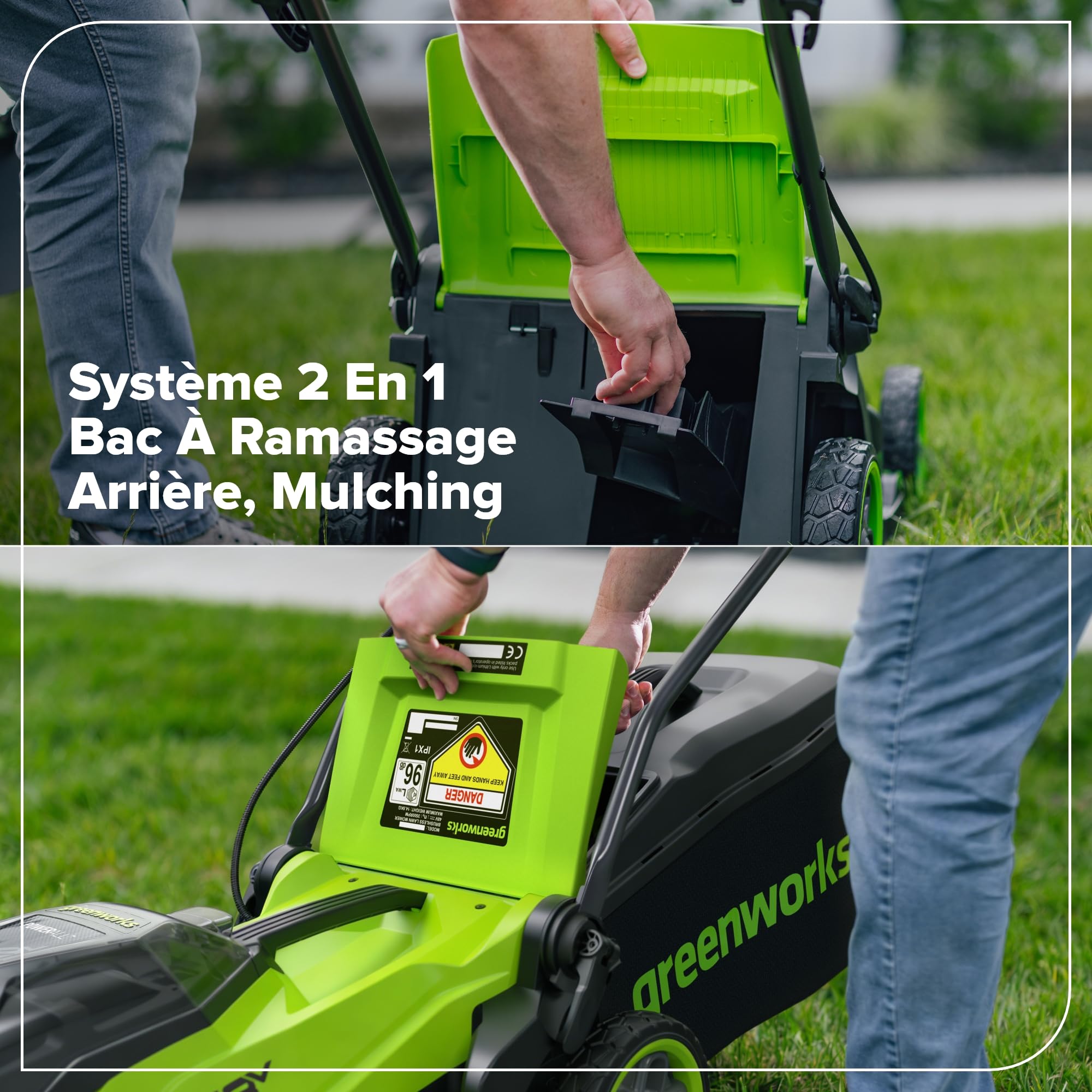 Greenworks 48V (24V x 2) Tondeuse Gazon sans Fil avec Moteur sans Brosse, Largeur de Coupe 35 cm, Sac de 40L,Tondeuse Electrique Gazon Inclus Batterie 24V 4Ah et Chargeur, Garantie 3 Ans-MO48L421-01