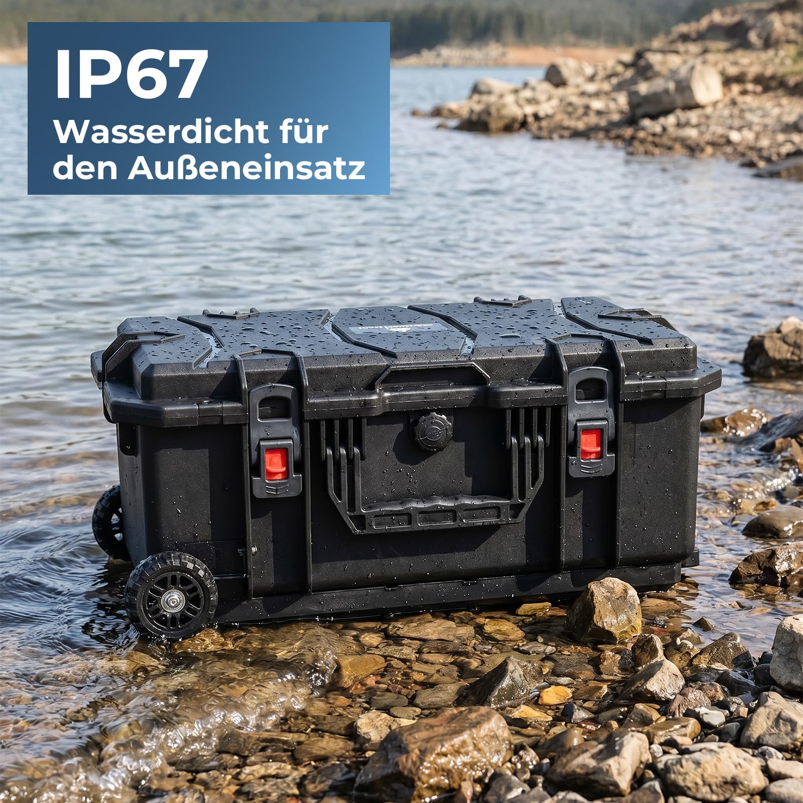 COWVIE Wetterfestes Hartschalen-Geheuse für DJI Gimbal, Trolleykoffer mit Rollen, Ausziehbarer Griff, Klett-Trennwände & Gurte, IP67 Wasserdicht & Staubdicht für Kamera, Drohnen & Equipment