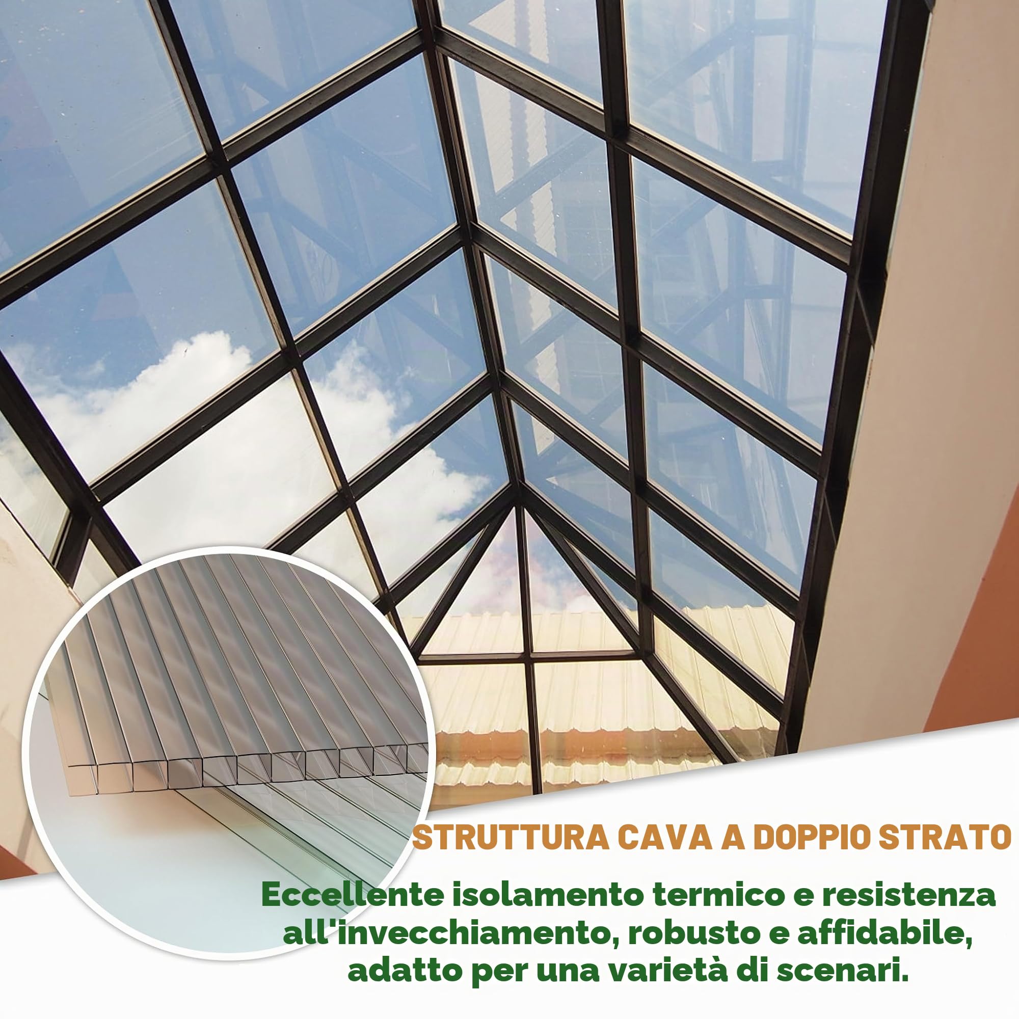 Froadp 14 Pezzi Pannelli Policarbonato per Serre Possono Essere Tagliati a Misura Resistenti ai Raggi UV Lastre Alveolari Alveolare 605x1210x4mm Trasparente Lastre a Doppia Pelle per Serre da Giardino