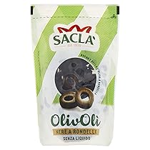 Saclà, OlivOlì, Olive Nere A Rondelle, Ideali per Insalate e per Arricchire i Tuoi Piatti, Senza Liquido, Busta, 75g, Confezione da 24 pezzi