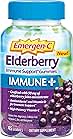 Emergen-C Immune+ Elderberry Gummies, 750 mg Vitamin C with Vitamin D, Zinc and Electrolytes, Immune Support Dietary Supplement, Caffeine Free, Gluten Free, Elderberry Flavor - 45 Count