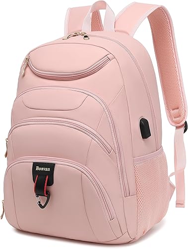 Mochila para laptop Boavan para hombres (Negro, 15.6), Rosa(Amour Pink), Elegante