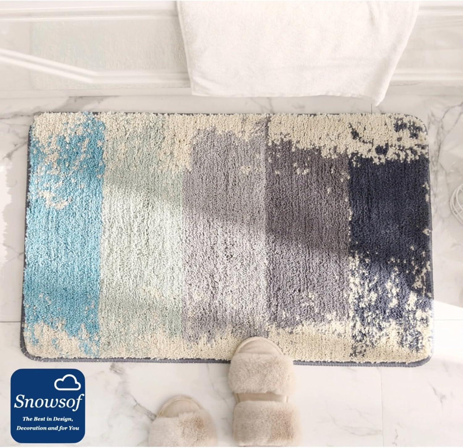 Bathroom Rug Mat Carpet – Extra Soft Cozy and Absorbent Bath Rug, Non-Shedding, Machine Wash, Non-Slip Shaggy Plush Rugs Carpet Mat for Bathroom Floor (Happy Ladder 1, 24''×35''&60cm×90cm)