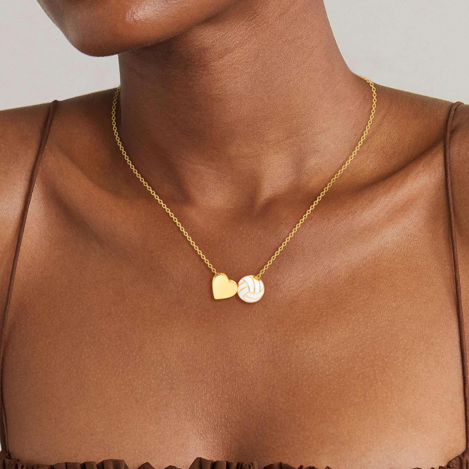 C-leen Softball/Soccer/Volleyball/Basketball Necklace for Girls Women 18k Gold Filled Jewerly Softball/Soccer/Volleyball/Basketball Pendant Necklace Teen Girls Gifts for Girl Women - Image 2