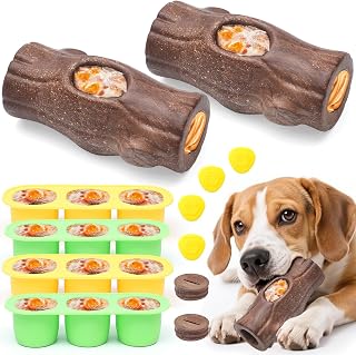 2 Pack Indestructible Frozen Treat Dog Toys for Aggressive Chewers - Durable Chew Toys for Medium Large Dogs, Reduces Anxiety & Boredom, Brown