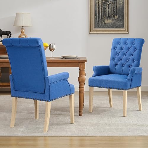 Miniatura 35 de LOULENS Lujosas sillas de comedor de terciopelo, modernas sillas de comedor tapizadas copetudas, reposabrazos con patas de acero inoxidable para