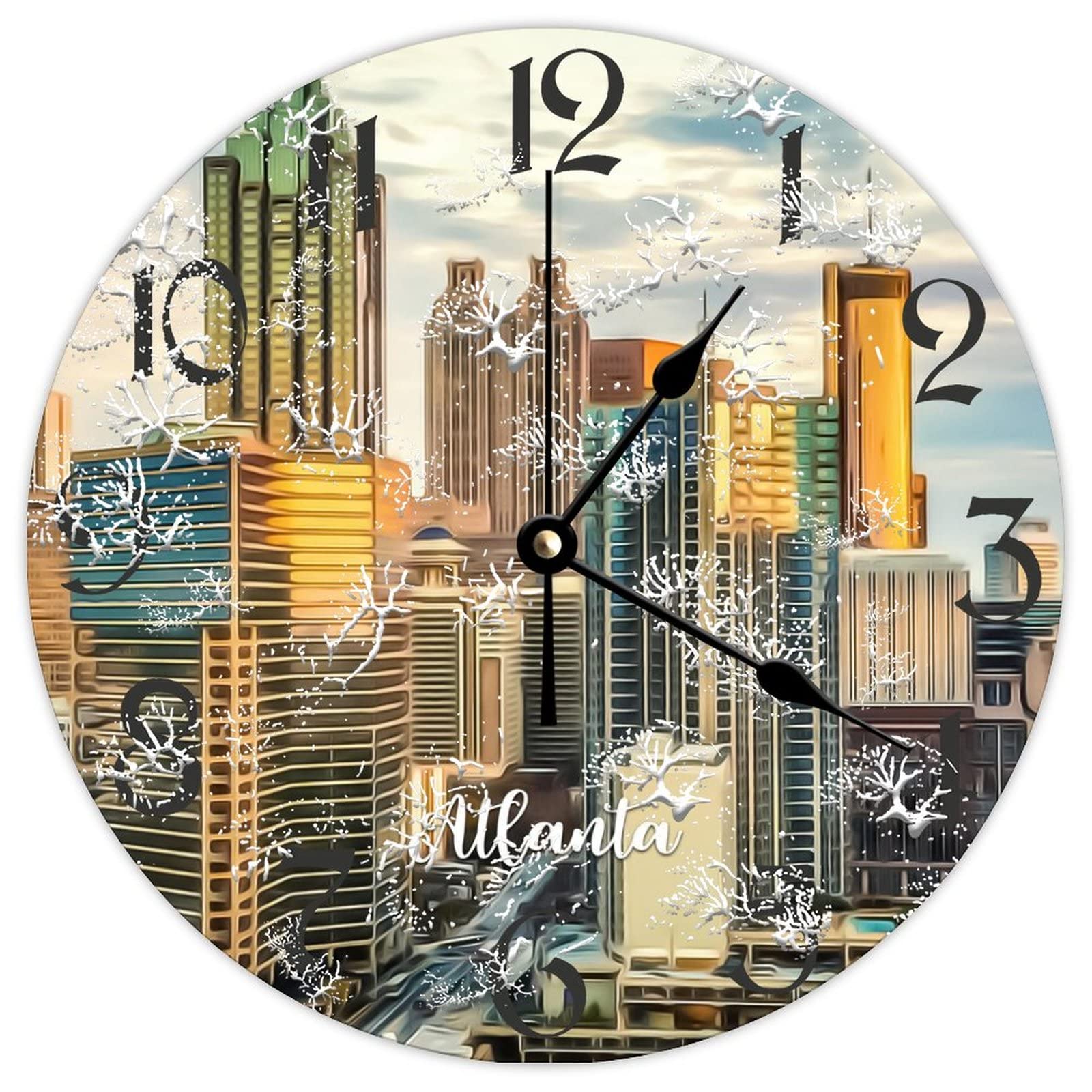 Horloge murale ronde en bois Atlanta City : idée cadeau vintage idéal