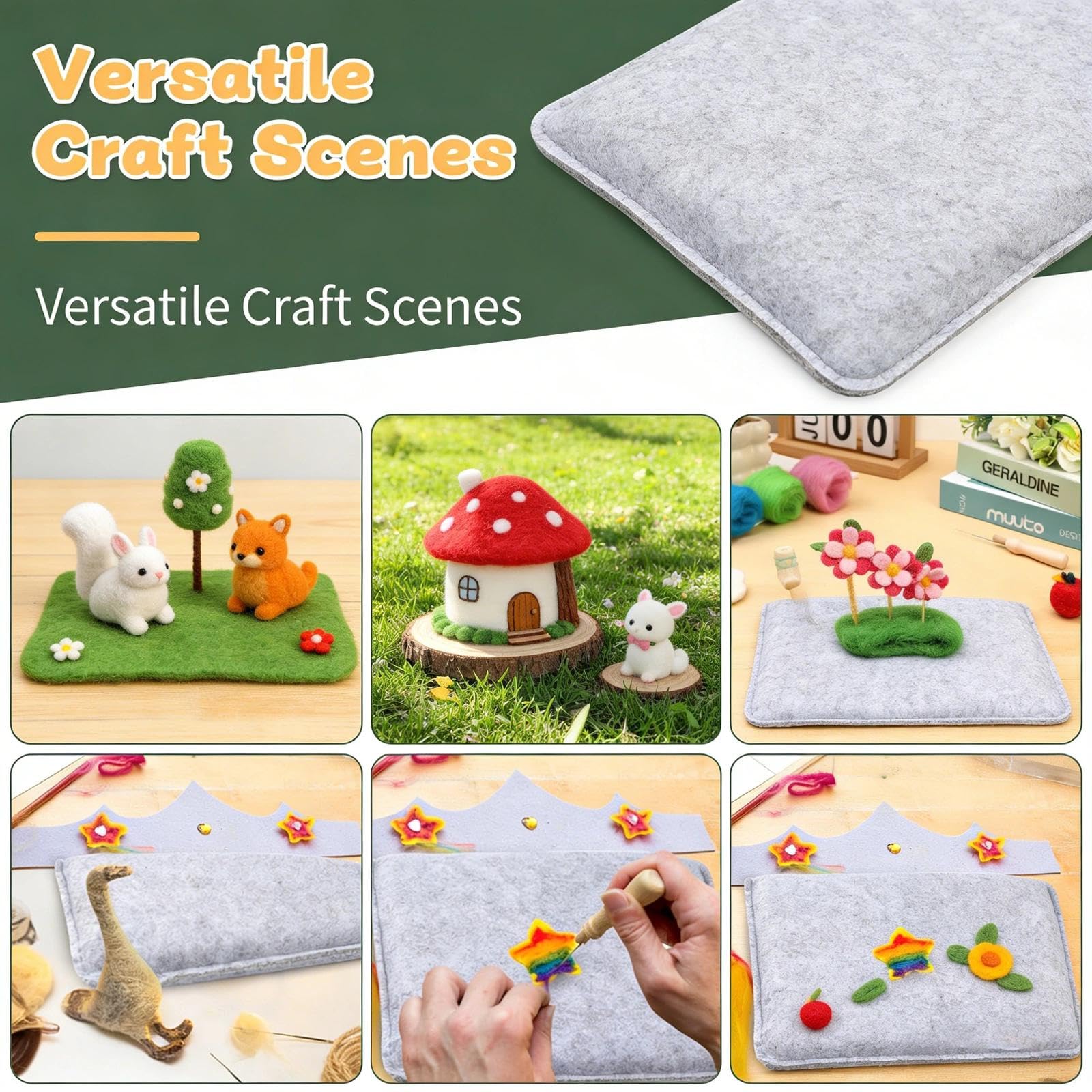 AurolaGlow Needle Felting Kit, 2-Piece Felting Mat Set including 2 Felting Needles - Image 2