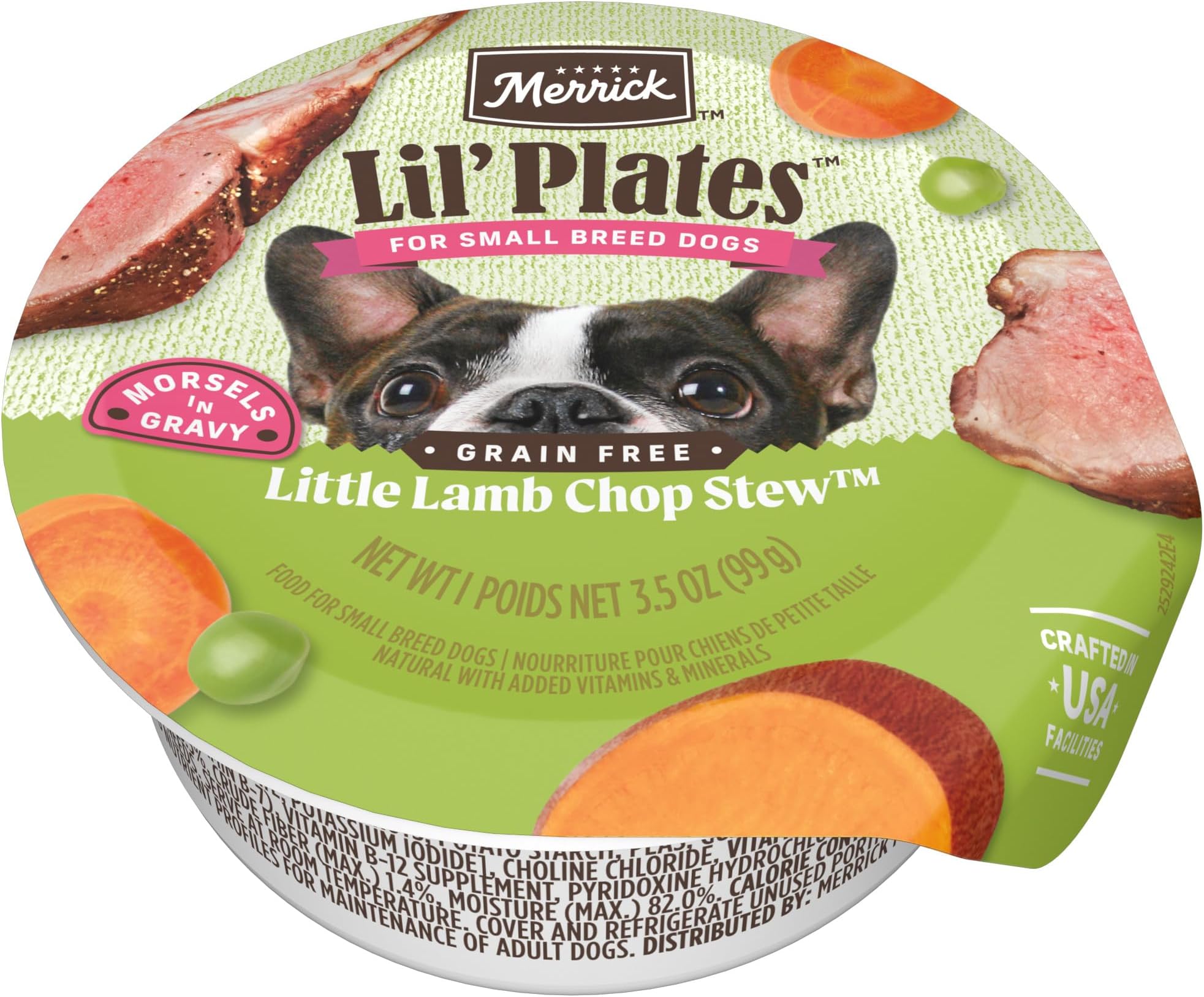 Lil Plates Little Lamb Chop Stew Grain Free Wet Dog Food For Small Dogs, 3.5 oz. Tub
