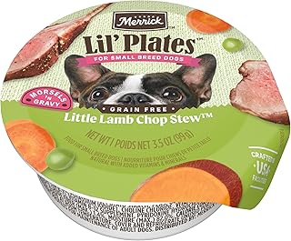 Merrick Lil’ Plates Grain Free And Gluten Free Natural Wet Dog Food For Small Dogs, Soft Little Lamb Chop Stew - (Pack of 12) 3.5 oz. Tubs