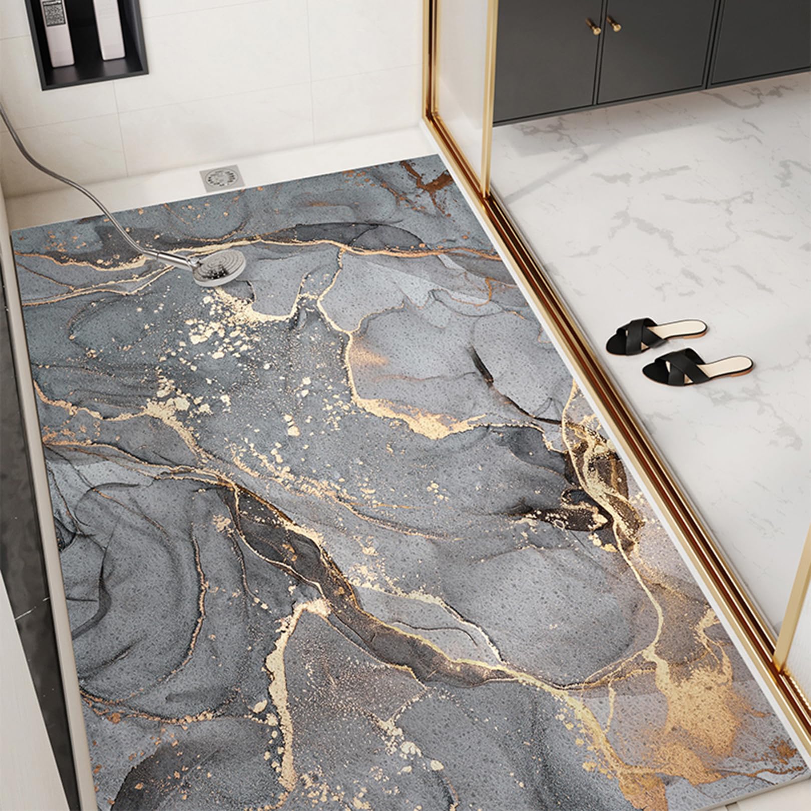 rutschfeste Badematten Dusche antirutschmatte 80x120 cm Duscheinlage rutschfest Duschmatte Drucken PVC für Nassbereich, Hohe Wasserdurchlässigkeit