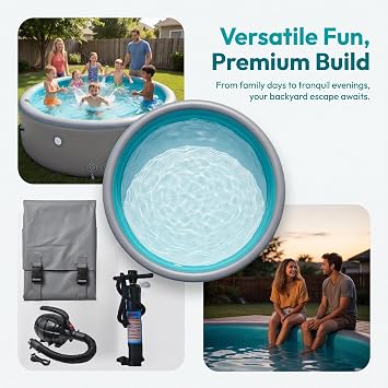 Large Drop Stitch Inflatable Swimming Pool for Backyard, 10FT x 10FT x 4FT Rectangular Inflatable Pool for Backyard Garden Parties