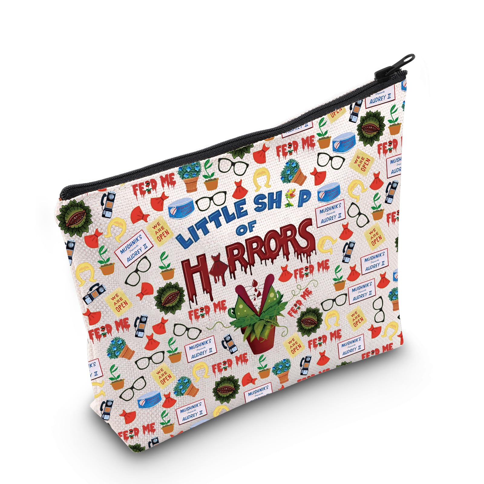 WCGXKO Horror Lover Gift Scary Movie Gift Little Shop Movie Makeup Bag for Scary Lover