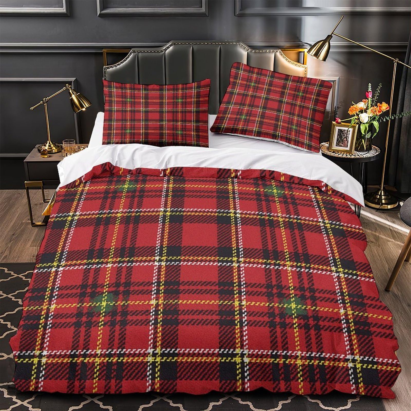 Tartan traditionnel écossais housse de couette microfibre douce