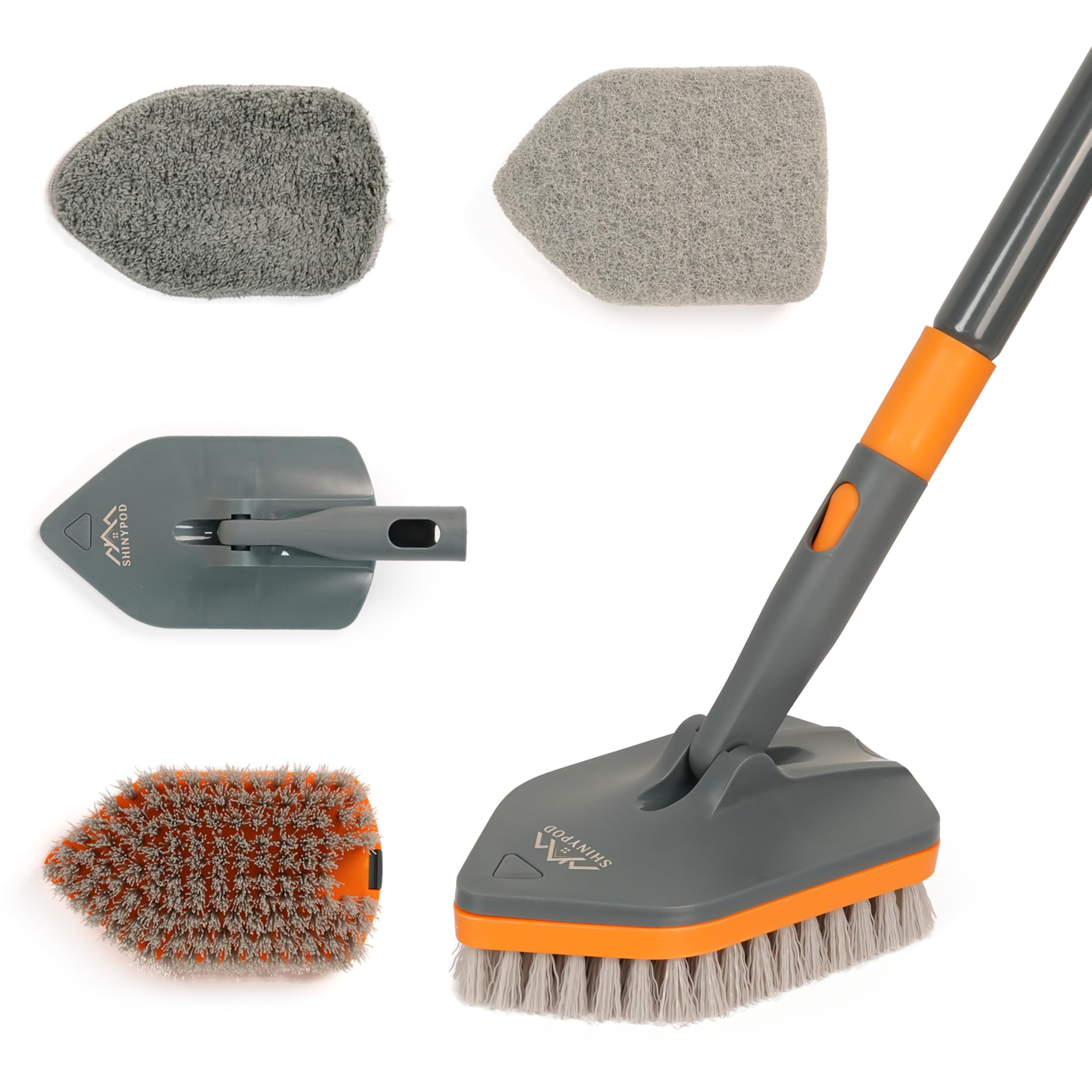 ShinyPod Floor Cleaning Brush with Long Handle, Combo of Microfiber & Scrubbing Pads for Bathroom Tiles, Glass Windows – Wall Cleaner Mop & Floor Scrubber, Tile Cleaning Brush with Long Handle (B0D9WR16RJ) Amazon Price History, Amazon Price Tracker