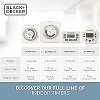 Vista 2 de BLACK+DECKER Temporizadores de luz, programables, para interiores, 1 paquete, con toma de tierra, toma de corriente digital compacta con modo