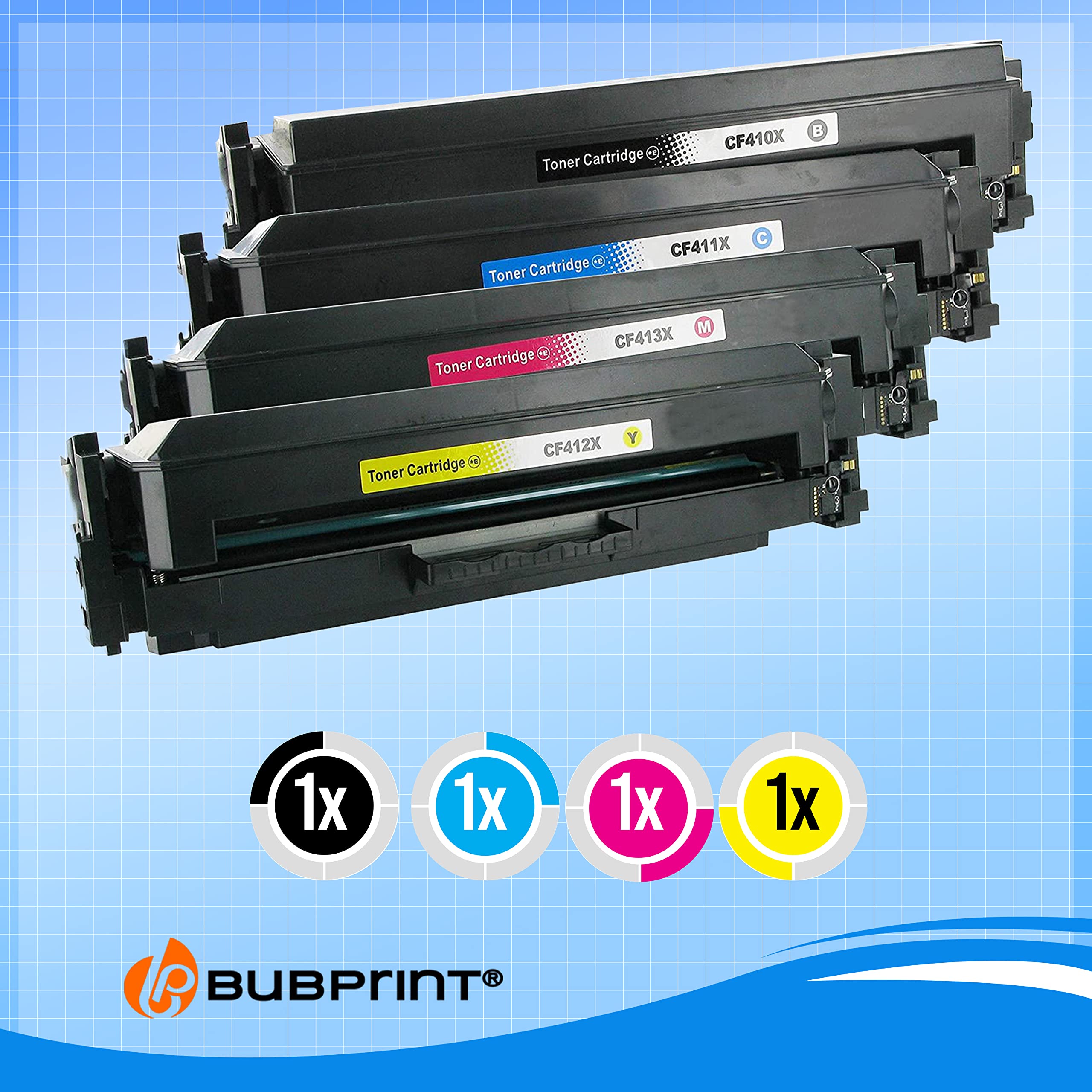 Bubprint 4 Toner compatibili con HP 410X CF410X CF411X CF412X CF413X | Per Color LaserJet Pro M452DN M452DW M452NW MFP M377DW M477FDN M477FDW