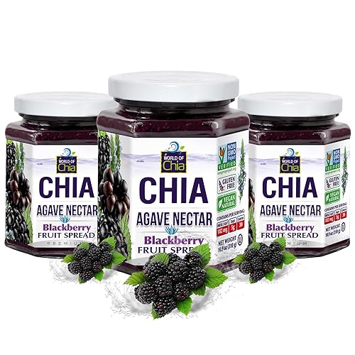 World of Chia Paquete variado de mermelada de semillas de chía premium, mermeladas y conservas de mora, todo natural, mermelada de chía a base de